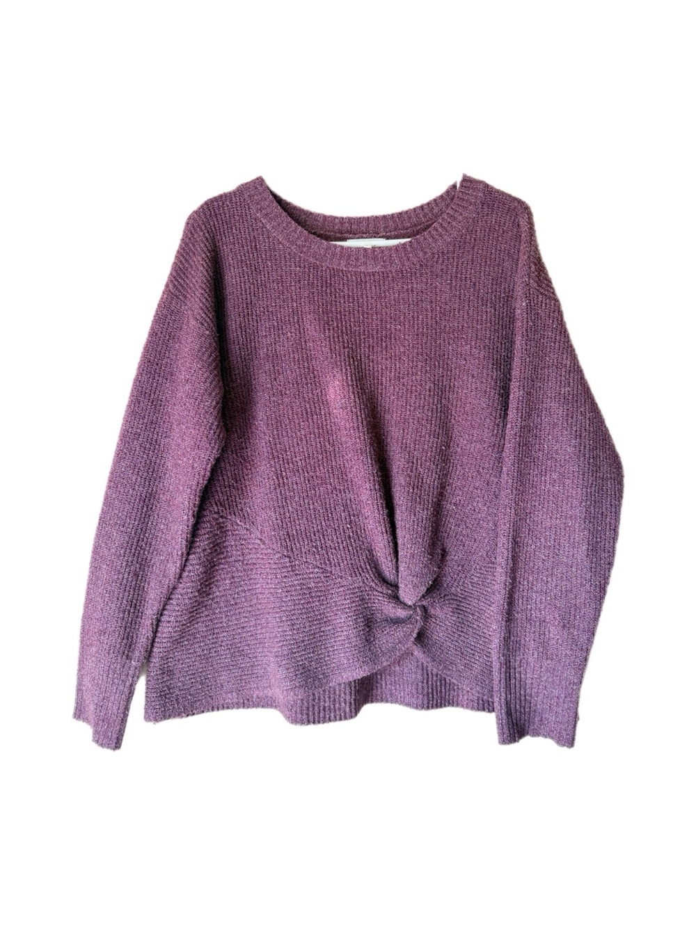 Maurices Mauve Knit Crewneck Sweater with Front Knot
